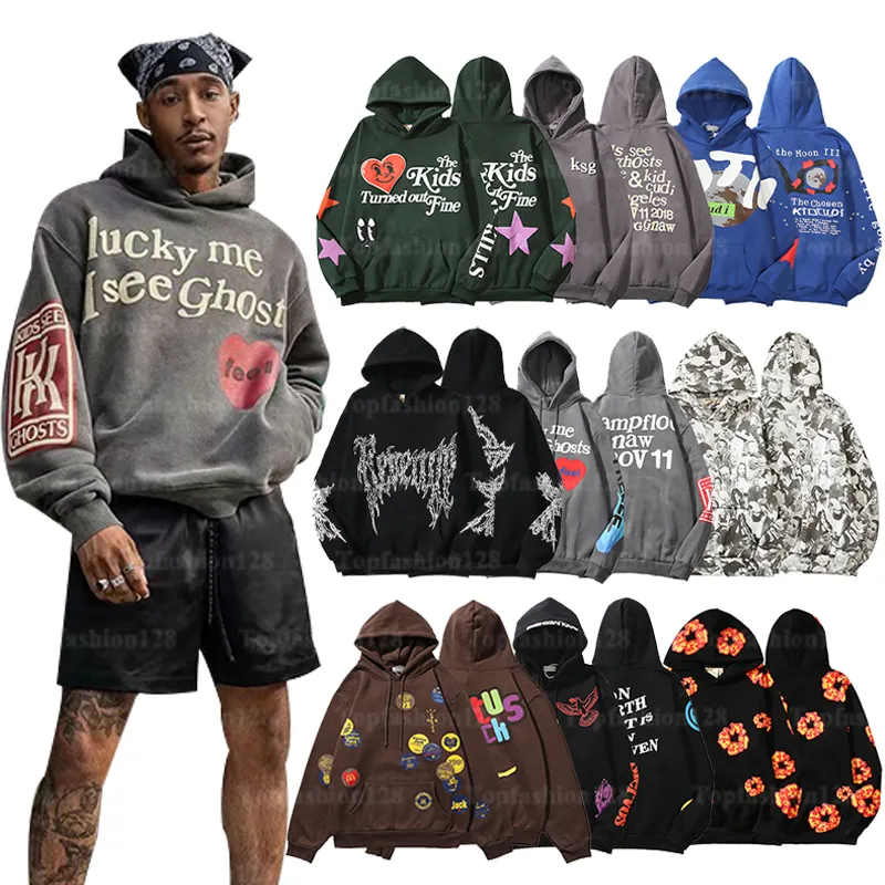 New Cartoon Print American High Street Hipster Hooded Sweatshirt Hip Hop Retro Letter Print Jumper Sweatshirt Asia Size M-2XL