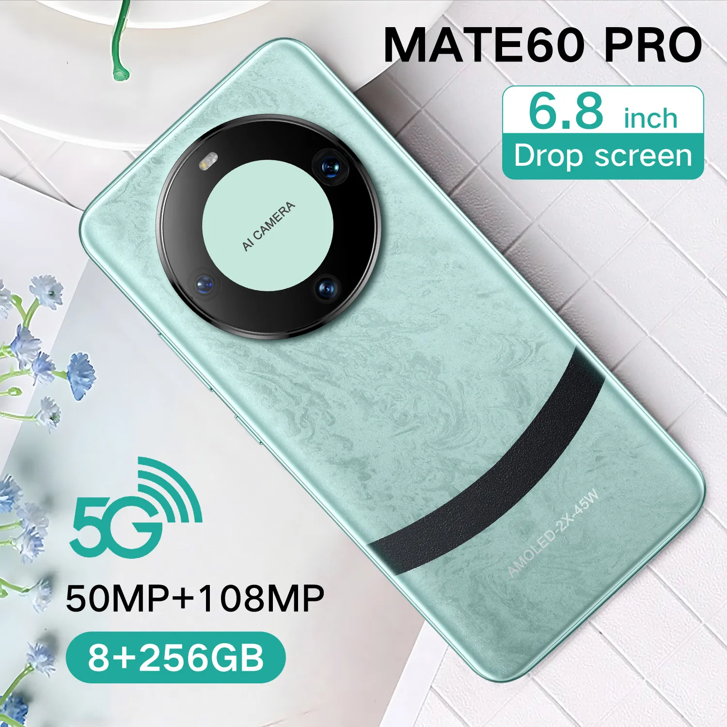 6.8 HD Mate60 Pro smartfon HM OS 4.0 Hurtowy telefon komórkowy