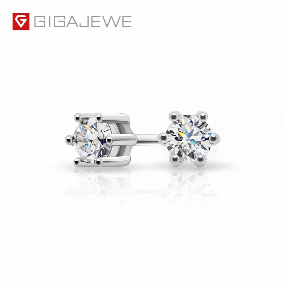 Gigajewe Moissanite Totaal 0 2CT 3 mm ronde gesneden stud oorbellen VVS1 925 Silver Diamond Test geslaagd Fashion Love Token Woman Girl Gift228r