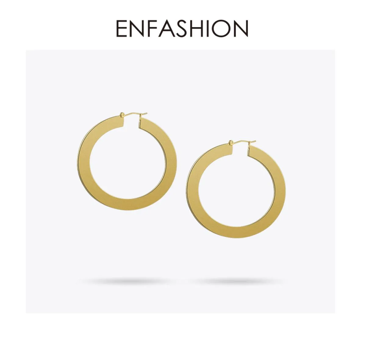 Enfashion Vintage Large Hoop Earrings Matte Gold Earingsステンレス鋼のサークルイヤリング