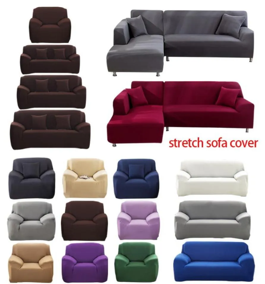 1234 Seater Sofa Cover Polyester Solid Color Nonslip Couch Covers Stretch Furniture Protector Living Room Settee Slipcover3679688