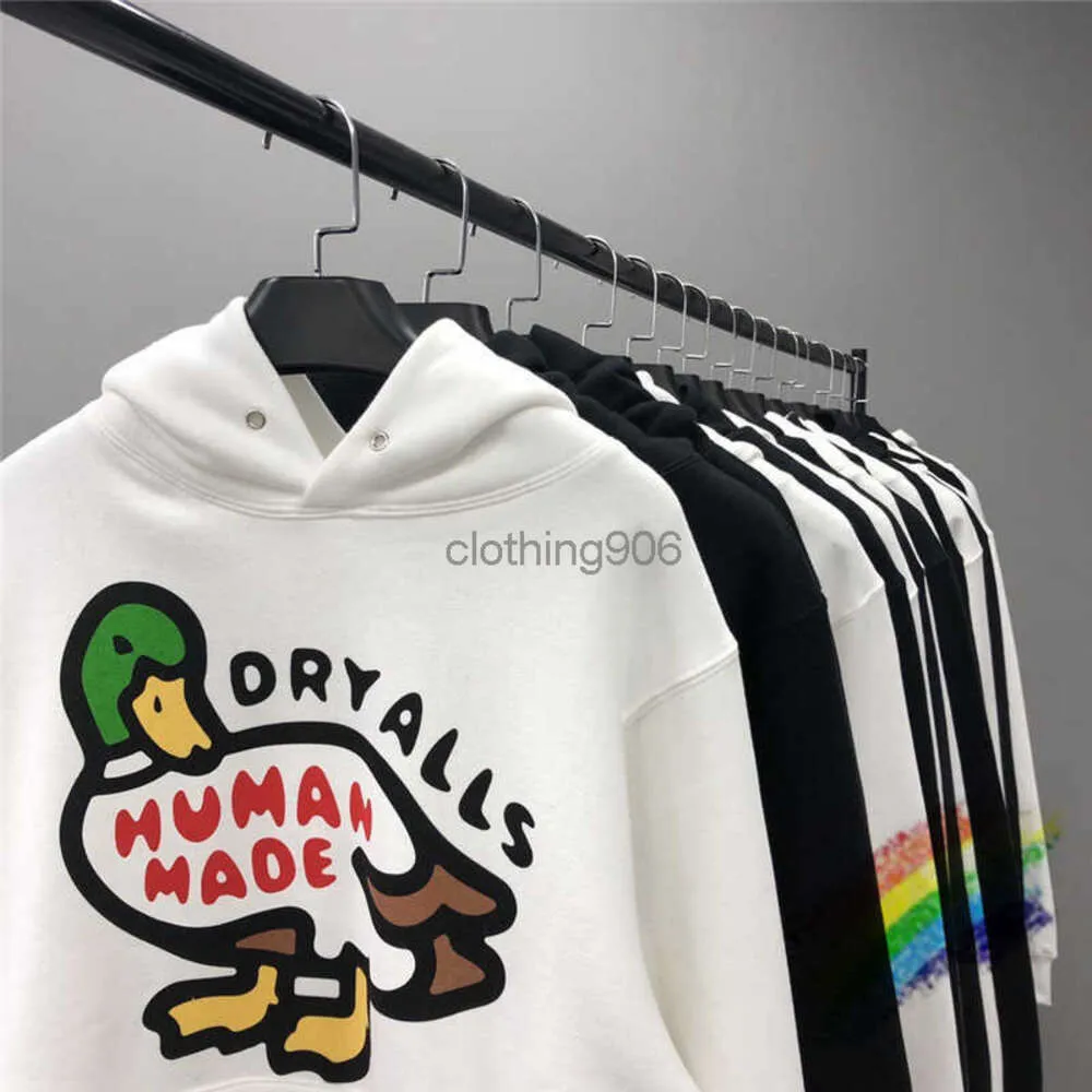 Erkek Hoodies Sweatshirts 2024FW İnsan Yapımı Ördek Hoodie Erkek Kadın Yüksek Kaliteli Ağır Kumaş UNISEX Klasik Karikatür İnsan Yapımı Sweatshirt Talkollar T230111