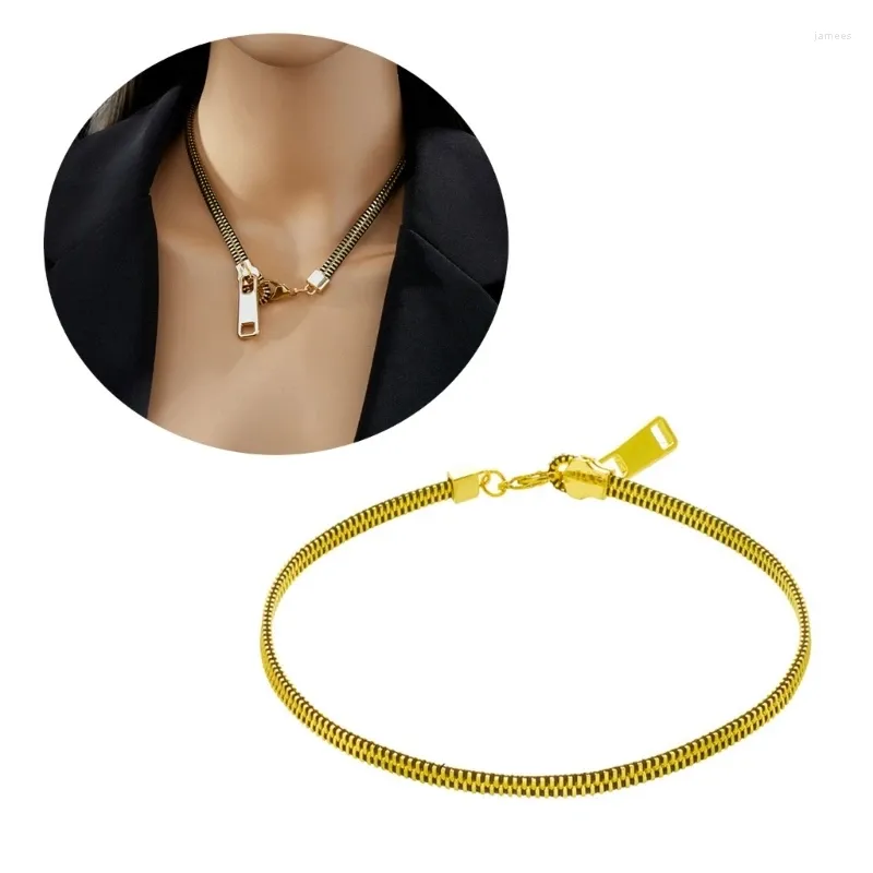Ожерелья с подвесками, ожерелье на молнии для женщин и мужчин, массивные ювелирные изделия в стиле хип-хоп золотого цвета