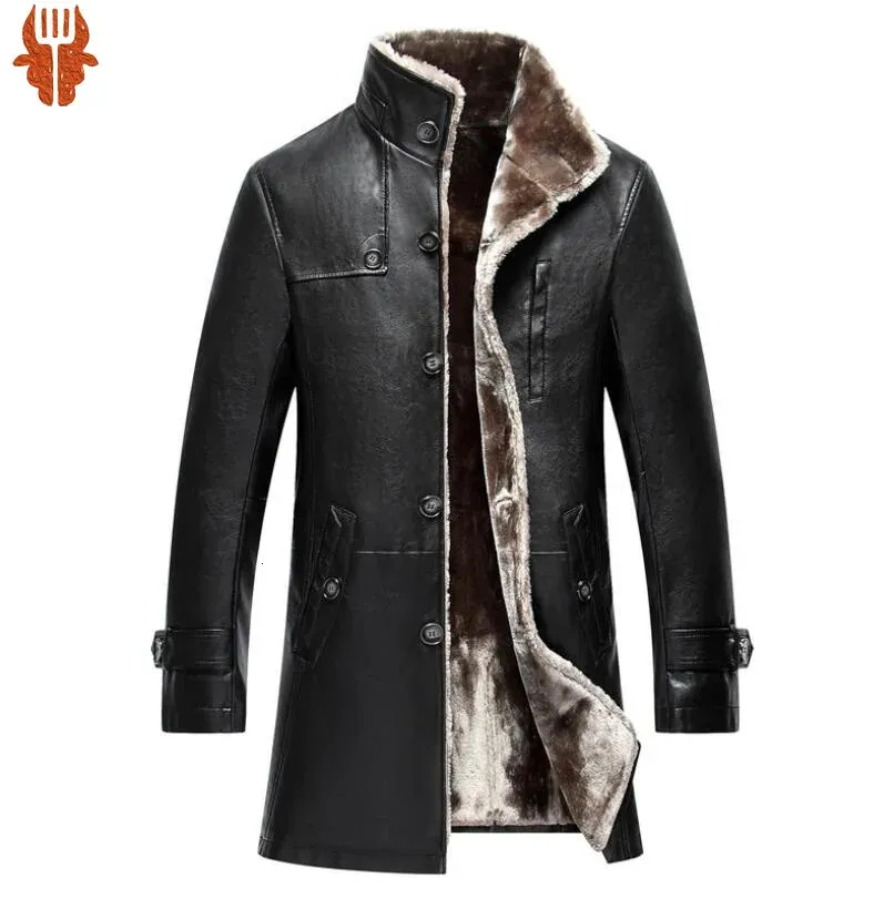 Mens Roupas Genuíno Couro De Ovelha Casaco Natural Inverno Parka Pele Real Longo Pelúcia Grosso Oversize Jaquetas De Pele De Carneiro Para Homem M5XL 240105