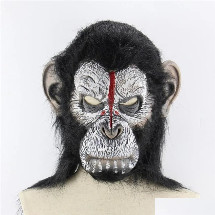 Party Maskers Planet Of The Apes Halloween Cosplay Gorilla Maskerade Masker Monkey King Kostuums Caps Realistisch Y200103 Drop Delivery225P