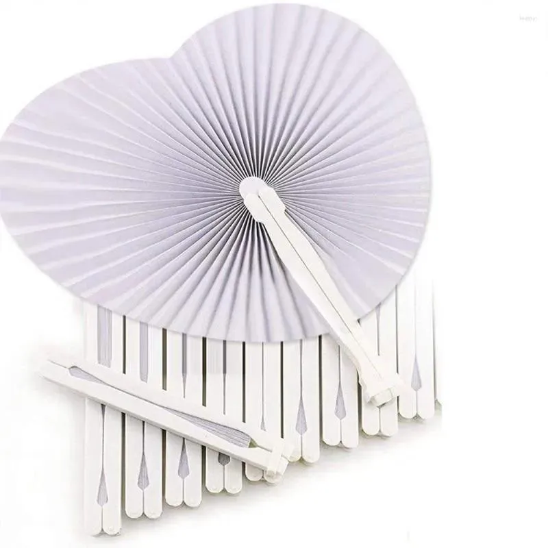 Favor Party bevorzuge 50pcs weiße faltbare Fans leer DIY Malerei Handwerk Handwerk Herzform Papierhand Fan für Hochzeits Geburtstagdekoration Gast Gi