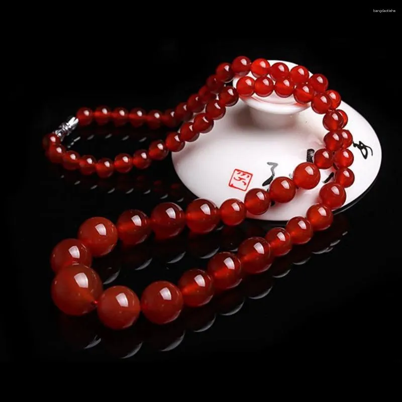 Chaînes 6-14mm ronde rouge onyx tour chaîne perles collier calcédoine pierre naturelle cou porter pour les femmes bricolage bijoux de mode cadeaux de la mère