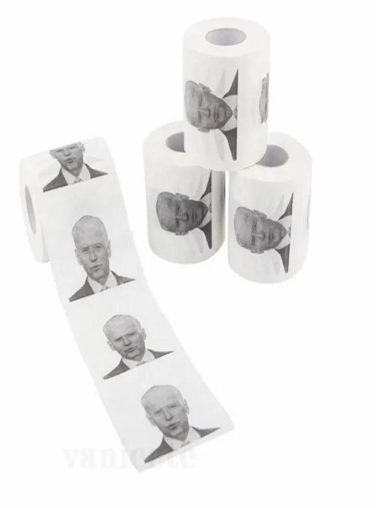 Neuheit Joe Biden Toilettenpapierrolle, modisch, lustig, Humor, Gag, Geschenke, Küche, Badezimmer, Holzzellstoff, bedruckte Toilettenpapierservietten 7738436