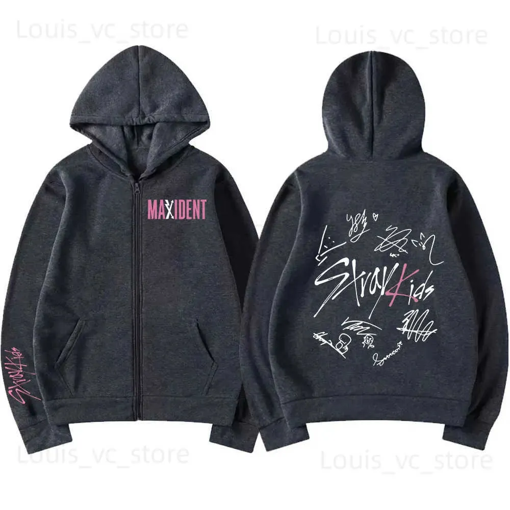 Men's Hoodies Sweatshirts Korean Fashion Stray Kids Maxident Skzoo Zipper Hoodie Men Women's Harajuku Zip Up Coat Hoodies Clothes Hooded Sweatshirts Kpop T231221