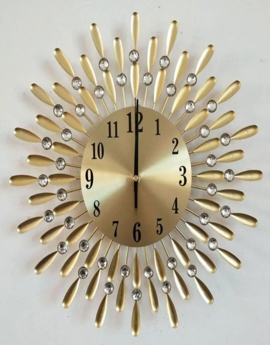 Wandklokken Twee kleuren Optioneel Modern Creative Design Clock Mute Metal Diamond Craft Home Decoratie slaapkamer woonkamer Fashion6626948