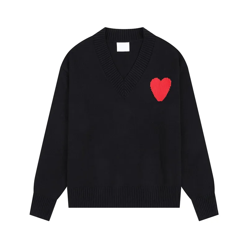 Suéter de designer da moda suéter suéter suéter v pescoço vermelho coração bordado moda feminina malha malha