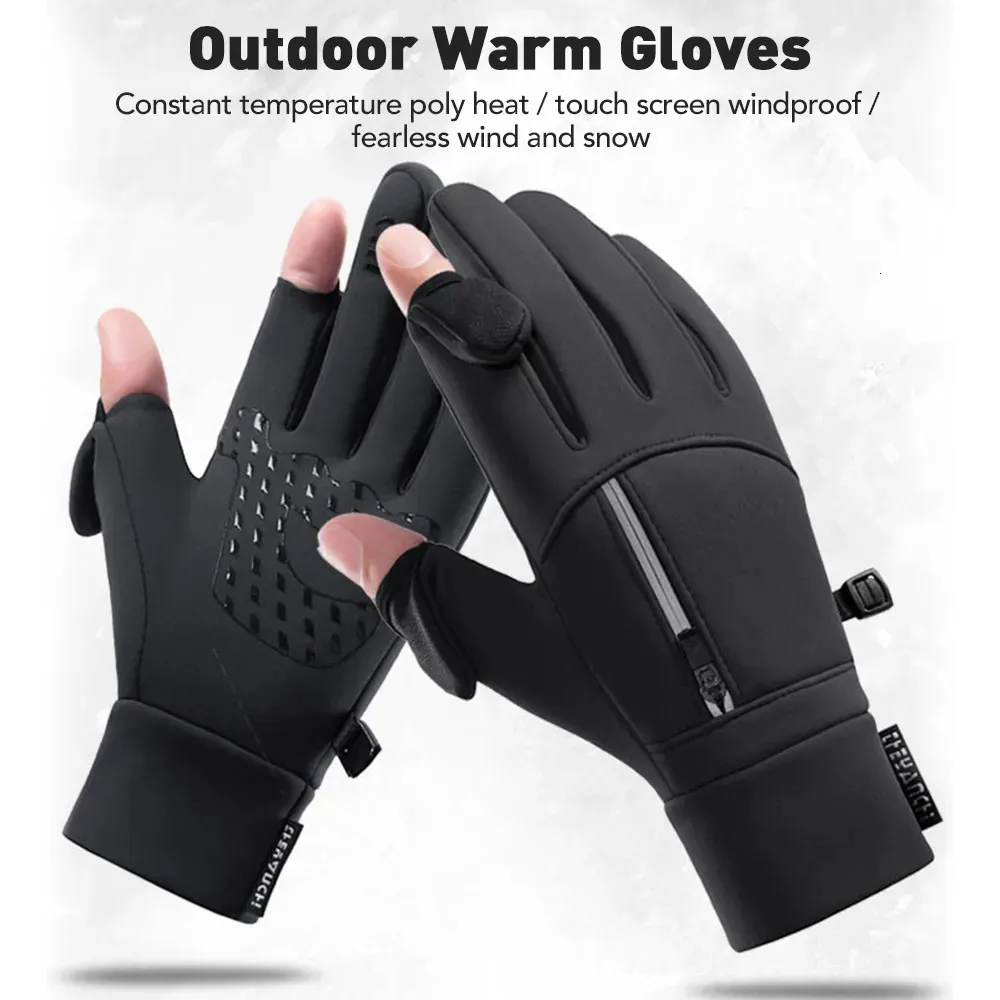 Winter Fishing Gloves 2 Finger Flip Waterproof Windproof P Ograph