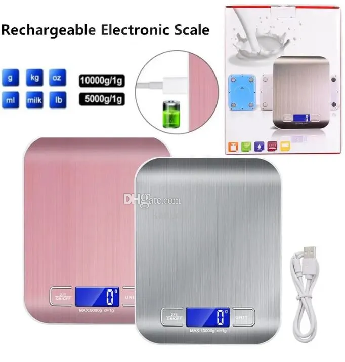 Mini à échelle numérique USB rechargeable de poche maison maison de cuisine bijoux aliments pesant mesurer les échelles d'équilibrage électronique de grammes