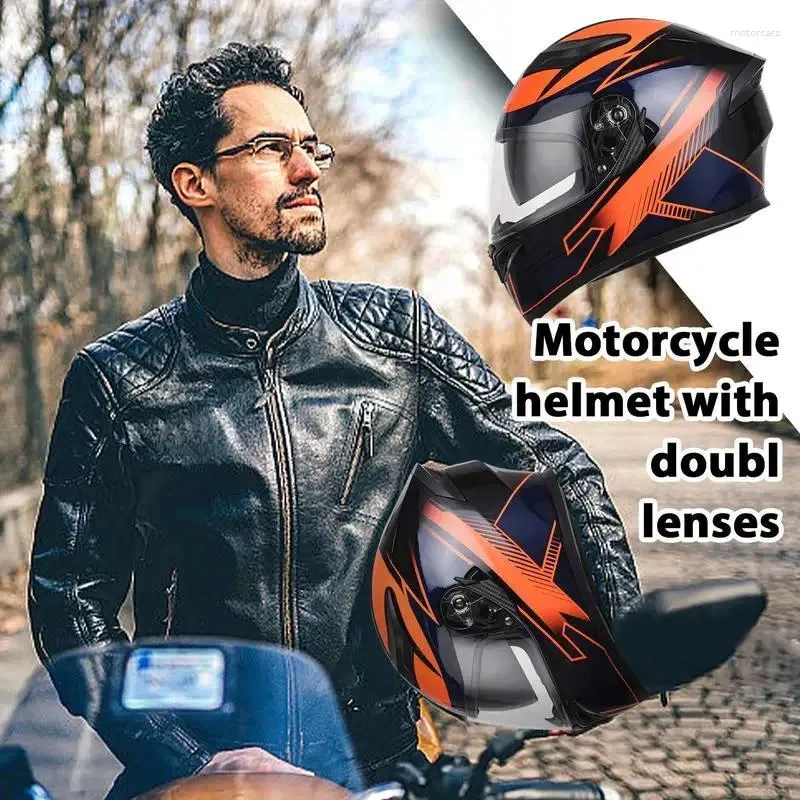 Casques De Moto Chapeau Pour Hommes Full Face Double Visière