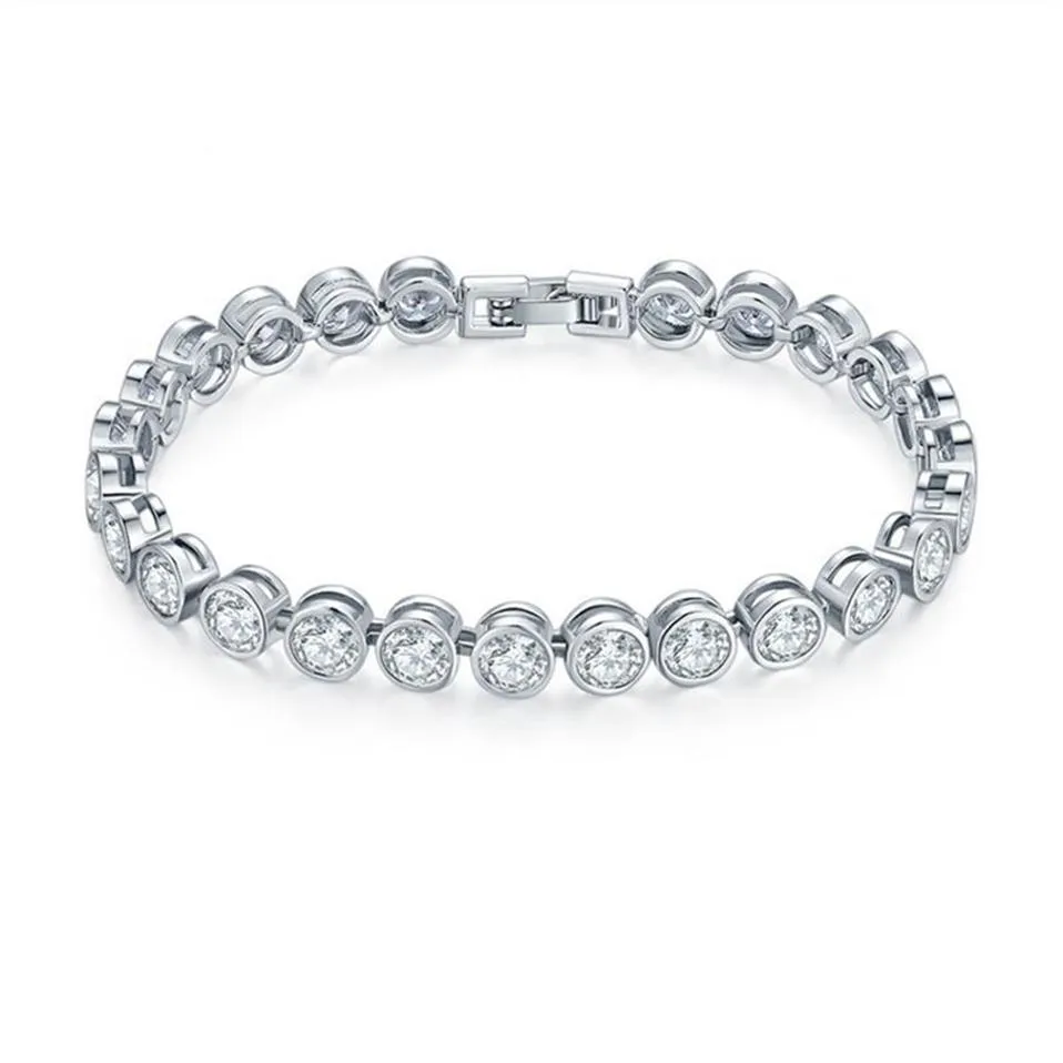 Fashion Brands Designer Round Cut CZ Stone Bracelet for Women Classical Tennis Bracelet & Bangle Jewelery Gift277U