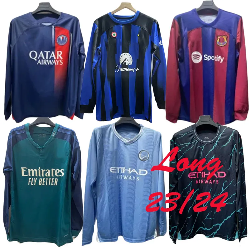 2023 2024 Langes Hemd Haalandmbappe Fußball -Hemd Sohn Kane Bellingham Fußballuniform23/24 Gavi Pedri B.fernandes Fans Version Jersey