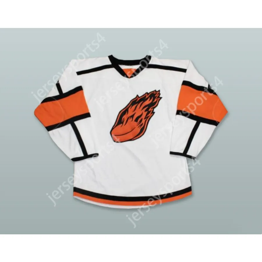 Aangepaste vlammende puck White Hockey Jersey NIEUWE TOP ED S-M-L-XL-XXL-3XL-4XL-5XL-6XL