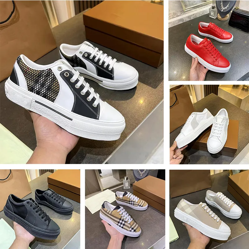 2024 Toppkvalitetsdesigner Men Logoprint Kontrollera bomullsneakers Kvinnor Läder Sneaker Designer Lace Up Classic Lattice Shoes Outdoor Casual Shoes