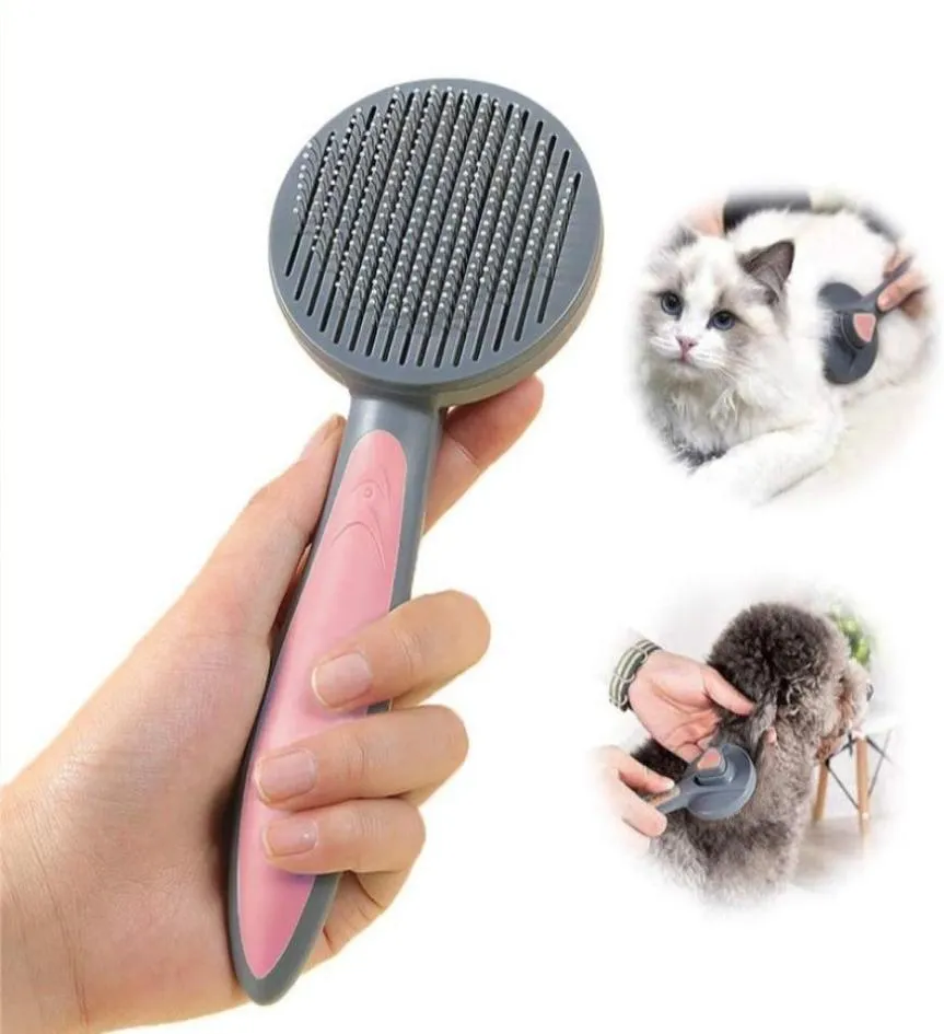 Pakeway Cat Dog pieszczot pielęgnacja Slicker Slicker Pędzel Pet Ochuting Self -Cleining zrzucanie pędzla Combs dla kotów i psów 2907974