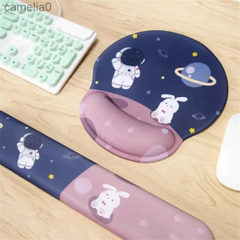Mouse Pads Wrist Rests Ergonomic Chinese Character Mouse Pad 3D Silicone Blessing Pad Non-slip Q Cartoon Desk Pad Wrist Rest Office Computer Gaming MatL231221