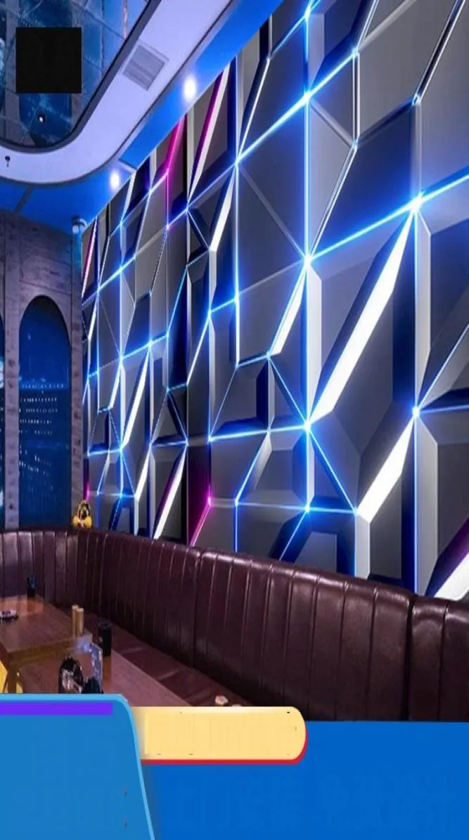 Sfondi Tecnologia di illuminazione 3D KTV ESports El Internet Bar Decoration Wall Mural Cinema privato Cool Geometric Wallpaper Water1135010