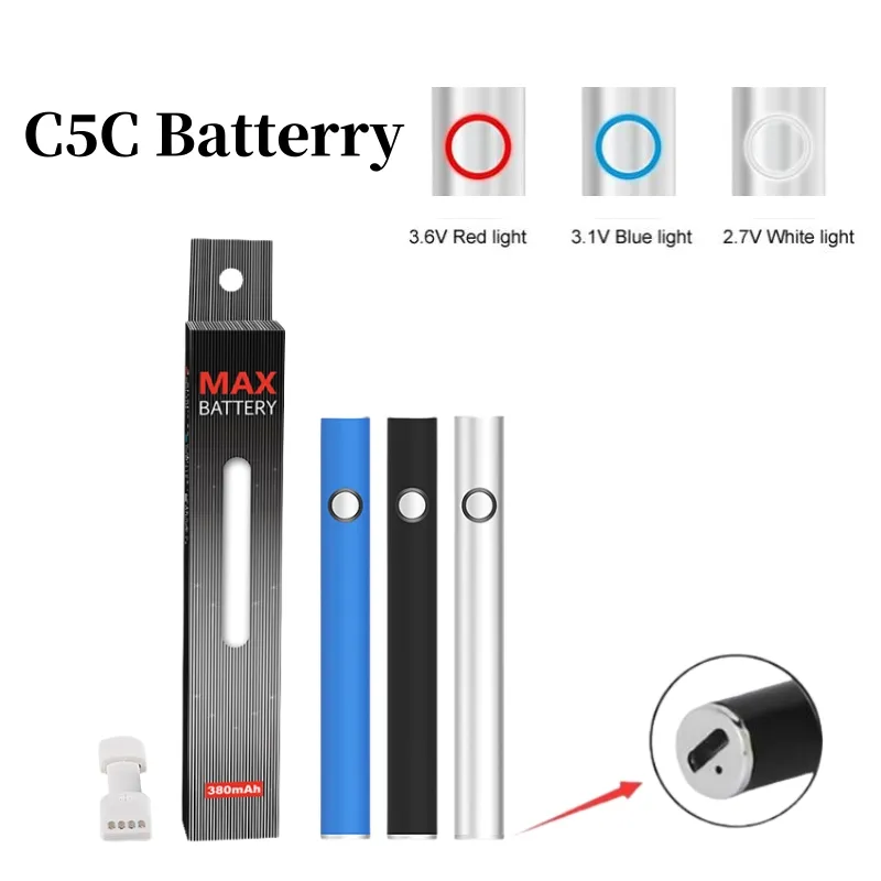 510 Thread Imini Max Preheat Battery 380mAh VV Adjustable Voltage Vape Batteries for Tank Glass Ceramic Cartridges Buttom Micro Charge Port Cart Thick Oil Vaporizer