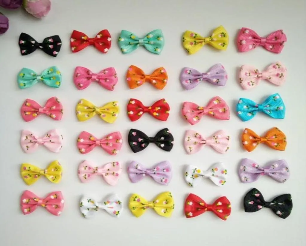 100pcslot 14inch Print Flower Hair Bows Clips Ribbon Barrettes Hair Pins for Baby Girls Toddlers Kids40215413817674