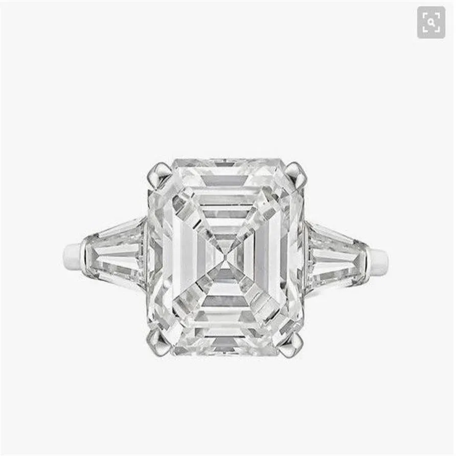 New Real 925 Sterling Silver Luxury Asscher Cut Diamond Wedding Anello di fidanzamento per le donne Argento Radiant Cut Ring Jewelry N64248J