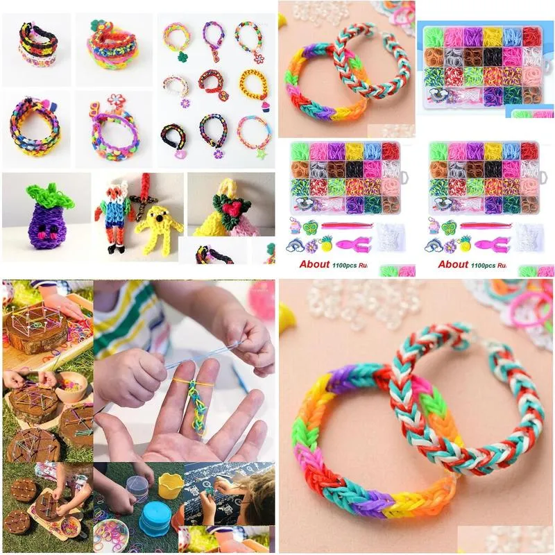 Bracelets de charme 24 grilles Colorf Bands Set Candy Color Bracelet Making Kit DIY Rubber Band Tissé Filles Craft Jouets Cadeaux Drop Livraison Otmev