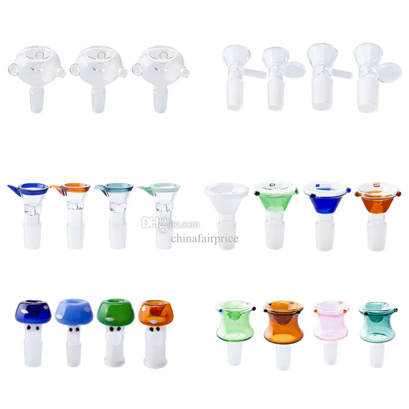 ChinaFairPrice Tipe Dome Bowl Bowl Mushroom Butterfly Styles de 10mm 14mm 19mm Male feminino colorido dab bong bong bong bong tiges fumando tigelas de vidro de vidro