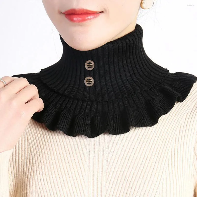 Scarves Women Knitted Turtleneck Fake Collar Islamic Hijab Extensions Solid Color Mock Neck Half Top Blouse Detachable Warmer