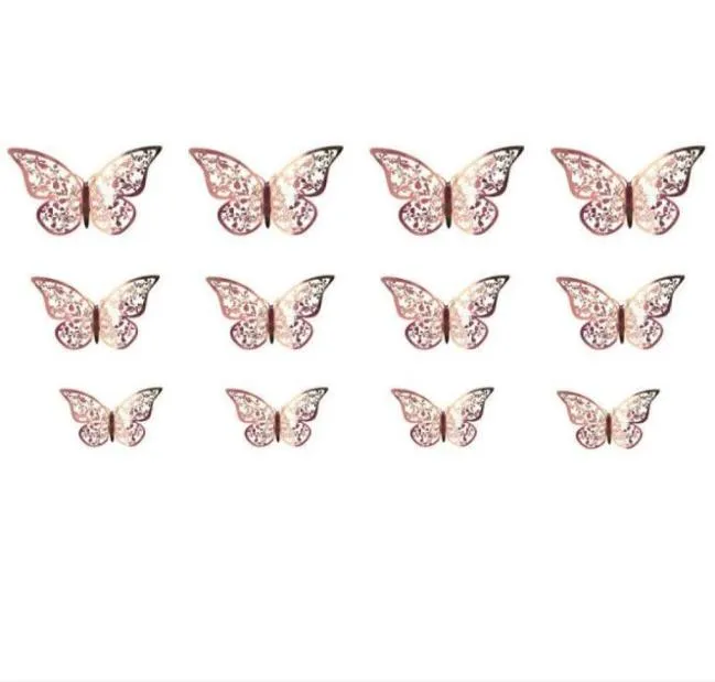 3D hollow butterfly wall stickers home decorations festival party layout paper butterflies12pcsset9642928