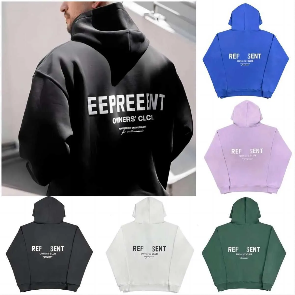 Vertegenwoordigde hoodie sweatshirts representerende letter herentijmerk Wild High Street Casual American Loose paar Reversly Hoodies Sweater Coat Kleding 11