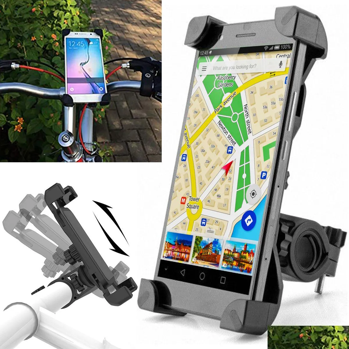 Cell Phone Mounts & Holders Motorcycle Bicycle Phone Holder Moto Bike Anti Shake Rotation Support Handlebar Rearview Mirror Mount Clip Dhanz