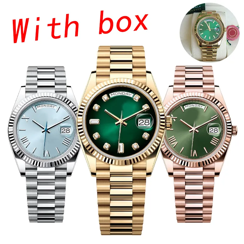 With diamonds mens watches automatic watch machine 40mm lady 36mm woman Gold 904L stainless steel strap sapphire With diamond ST9 hidden folding buckle waterproof