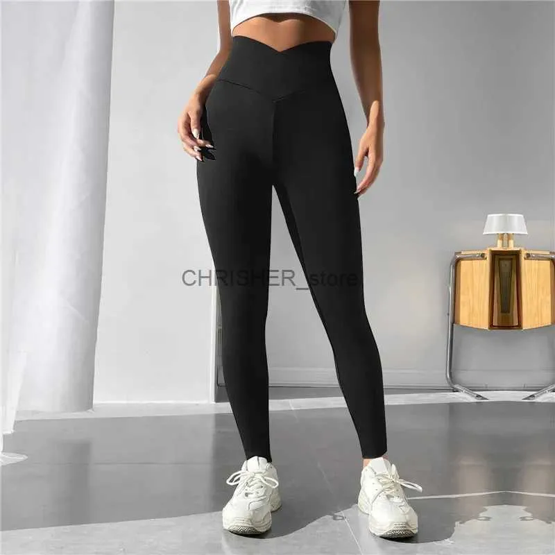 Strój jogi 2023 nylonowe back v Butt Yoga Pants Women talia trening fitness Gym Running Scrunch Leggings Spodnie Jogging Active Wearl231221