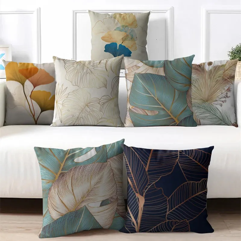 Leaves Pattern Cushion Covers for Sofa Living Room Chair Waist Pillow Case Home Decoration Nordic Modern 231221