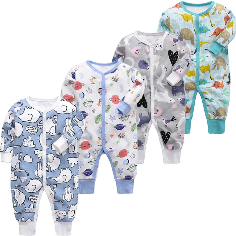 Bébé garçon dormeur pyjamas 12 pièces coton barboteuse manches longues enfant en bas âge fille vêtements de nuit 024 mois infantile Onsies ropa de bebe vêtements 231220