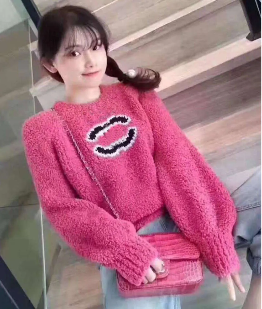 Women luksusowe marki projektanci sweter różowe litery pullover męskie bluza z kapturem z kapturem na bluzy haftowe dzianiny zimowe ubrania cc blokujące skoczki 458e0