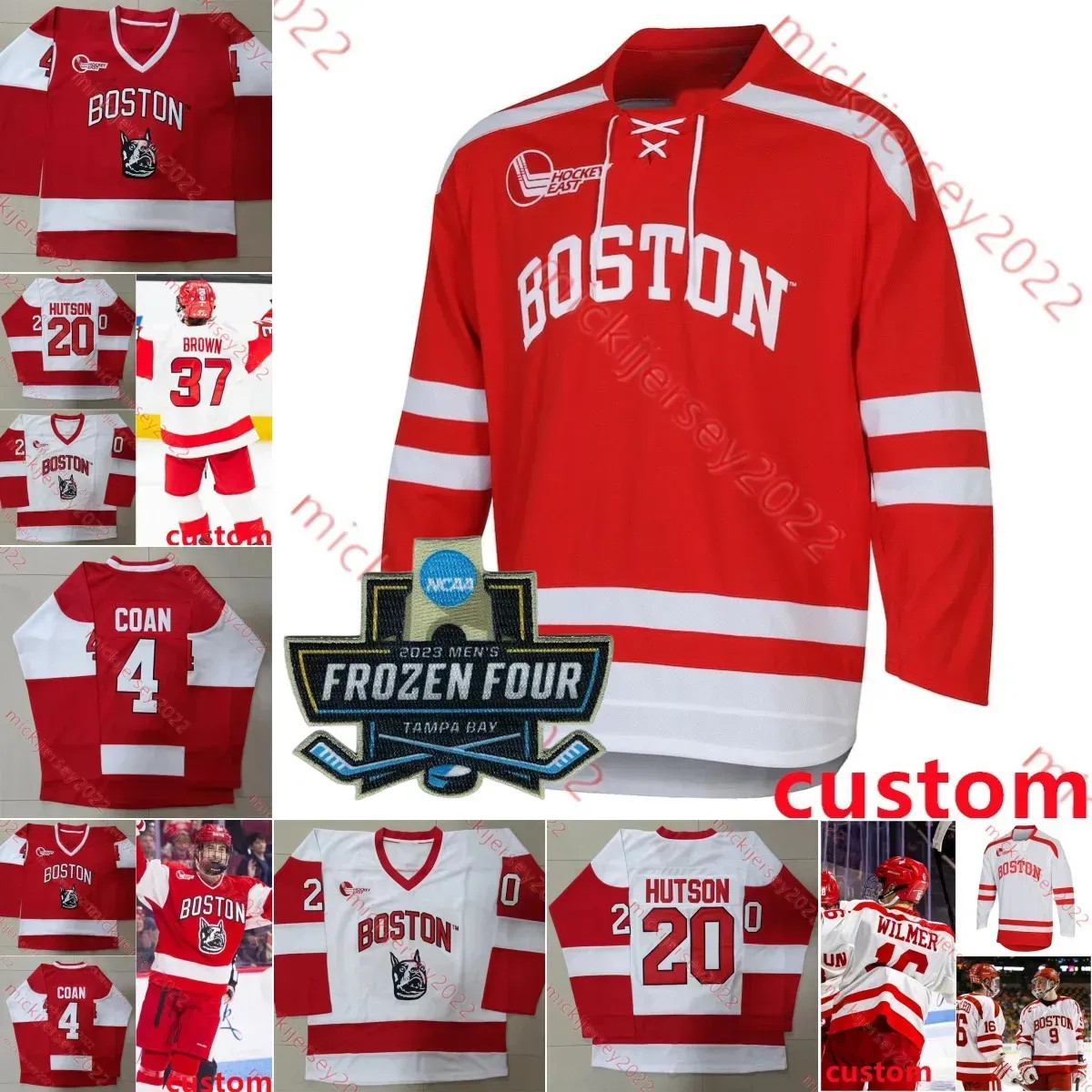 Boston University Terriers 2023 mens Frozen Four Hockey Jersey Jack Eichel Brady Tkachuk Trevor Zegras Drew Commesso Case McCarthy Boston University Jerseys