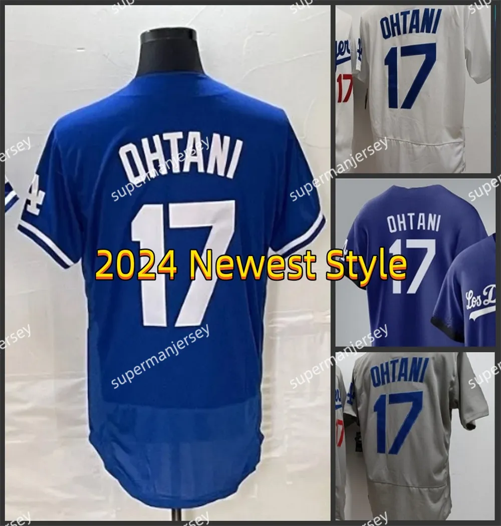 Shohei ohtani 17ドジャース野球ジャージブルーホワイトグレークリームメンステッチジャージーサイズs m l xl 2xl 3xl女性