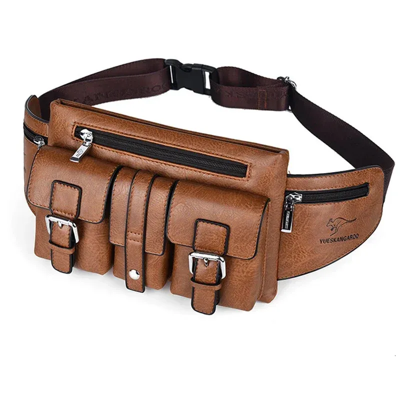 Men's Waist Bag Crossbody Shoulder Chest Bags for Man 2023 Leather Belt Pouch Travel Pack Large Cell Phone Pocket Fanny 231220