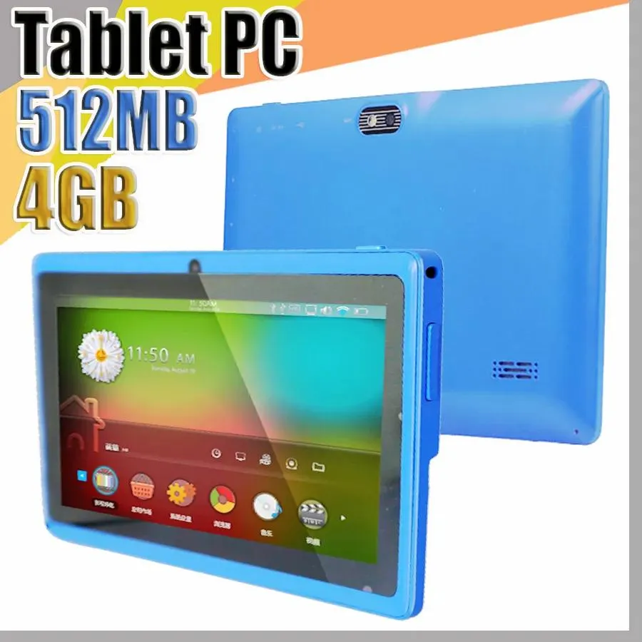 PC 838 ALLWINNER A33クアッドコアQ88タブレットPCデュアルカメラ7 "7インチ静電容量画面Android 4.4 512MB 4GB WiFi Google Play Store Fla