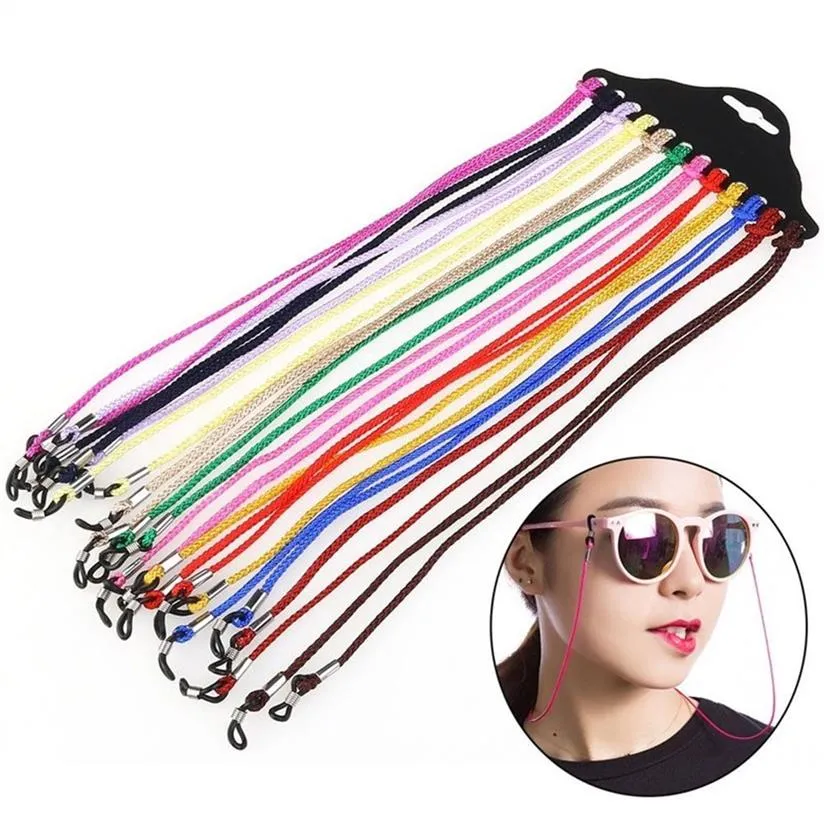 120pcs lot lots multicolores verres en nylon noir support de cordon de corde de soleil pour lunettes de coiffure à tavel