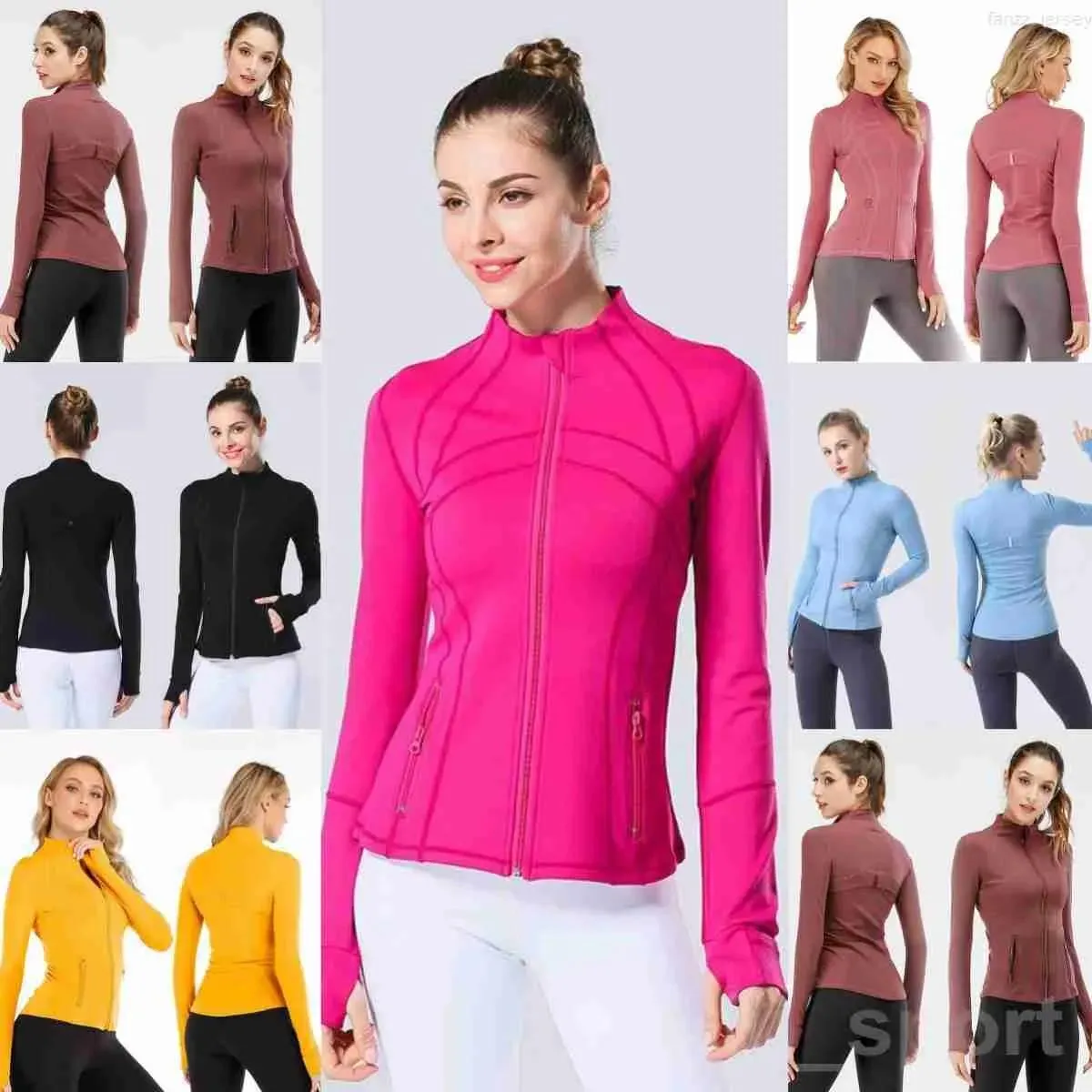 Outfits Lu Align Lu Define Woman Yoga Fitness Jacket Longs Sleeve Bodybuilding Jackets High Waist Sport Coat Quick Dry Exercise Activewear