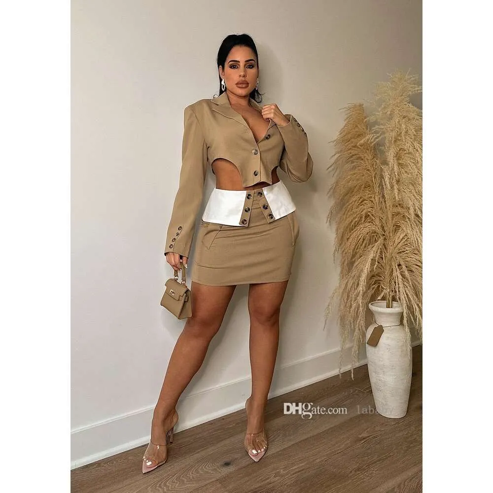 Sexy Womens Skirt Set Fashion Two Piece Dress Long Sleeve Button Irregular  Blazer Top Draped Out Bodycon Mini Skirts Suit Sets Outfits from Dhgate Two  Piece Dress - price 12.33