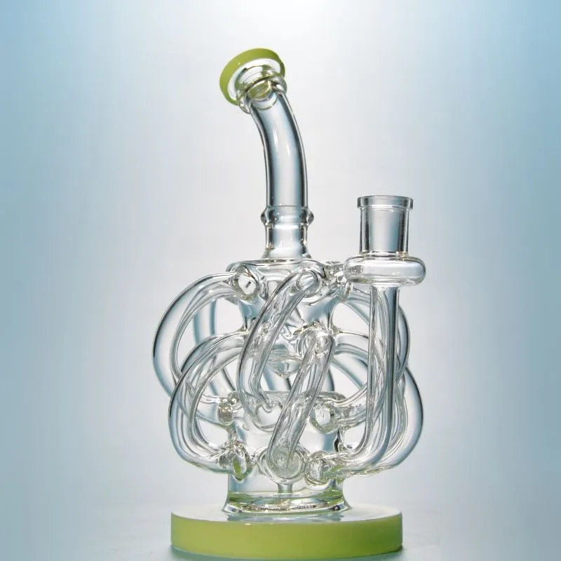 Super Vortex Glass Bong Dab Rig Tornado Cyclone Recycler Rigs 12 Recycler Tube Water Pipe 14mm Joint Oil Rigs Bongs with Heady Bowl 12 LL