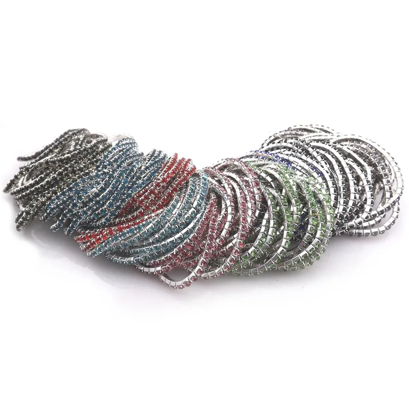 Großhandel 48 teile/los strass armbänder multicolor für frauen einreihig