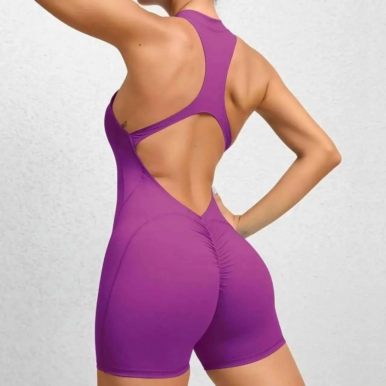 Yoga Outfit Super Elastic Yoga Jumpsuit With Half Zipper Sexy Sleeveless Tummy  Control Short Rompers With Scrunch Butt Body Shaping ClothingL231221 From  Daisyya_store, $27.74