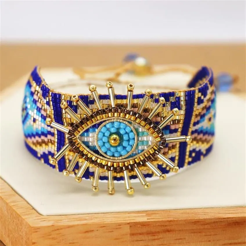 Zhongvi miyuki bransoletka dla kobiet Turkish Lucky Eye Bracelets Pulseras Mujer 2021 Femme Biżuteria Kobieta ręcznie robiona krosna koraliki 284U